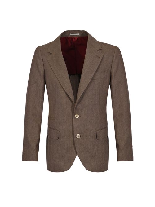 Giacca tre bottoni in lino Marrone BRUNELLO CUCINELLI | MB4307BTDC089